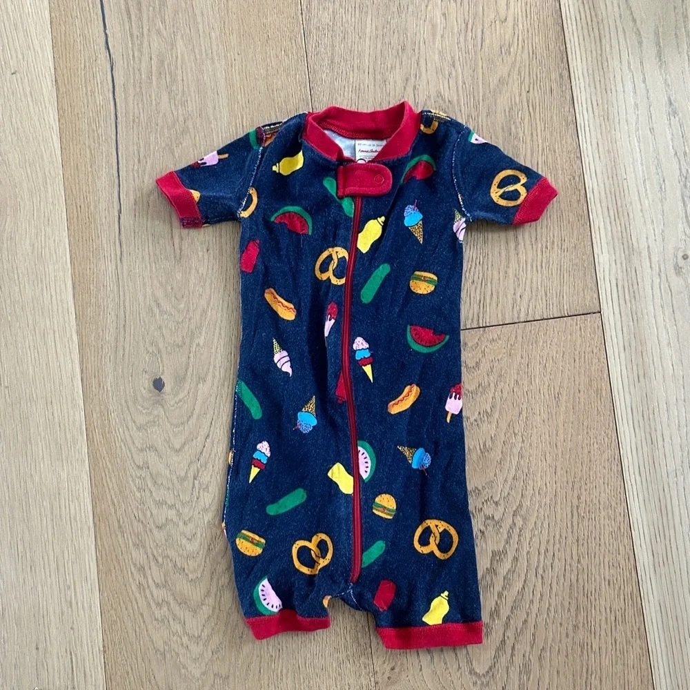 Hanna Andersson Colorful Baby Romper with Fun Print 18/24 pretzel navy
